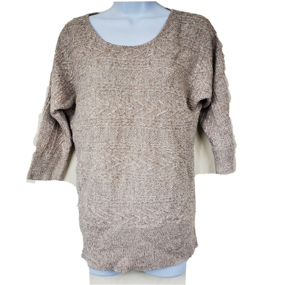 New York & Company Womens Tan Half Sleeve Knit Pullover Top Size S